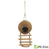 Triol (Триол) "Шале" Домик Natural для птиц из кокоса с лестницей 100-130/450 мм