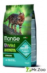 Monge (Монже) Cat BWild Grain Free Tonno беззерновой корм для стерилизованных кошек, тунец с горохом 1,5 кг