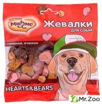 Мнямс лакомство для собак "Жевалки Hearts & Bears" с говядиной и ягненком 150 гр