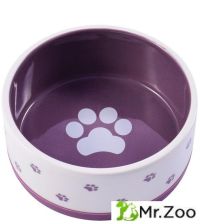 КерамикАрт миска керамическая, нескользящая для собак белая с фиолетовым 360 мл