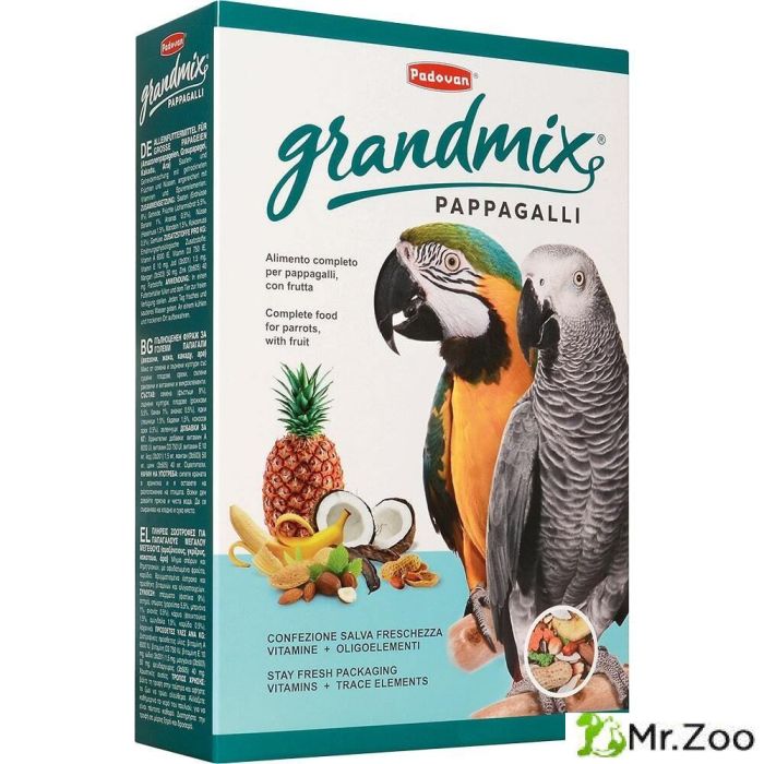 Корм Padovan GRANDMIX pappagalli комплексный, основной для крупных попугаев
