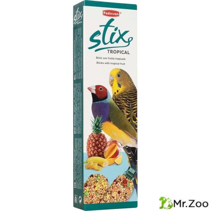 Лакомство Padovan STIX TROPICAL для попугаев и экзотических птиц палочки фруктовые
