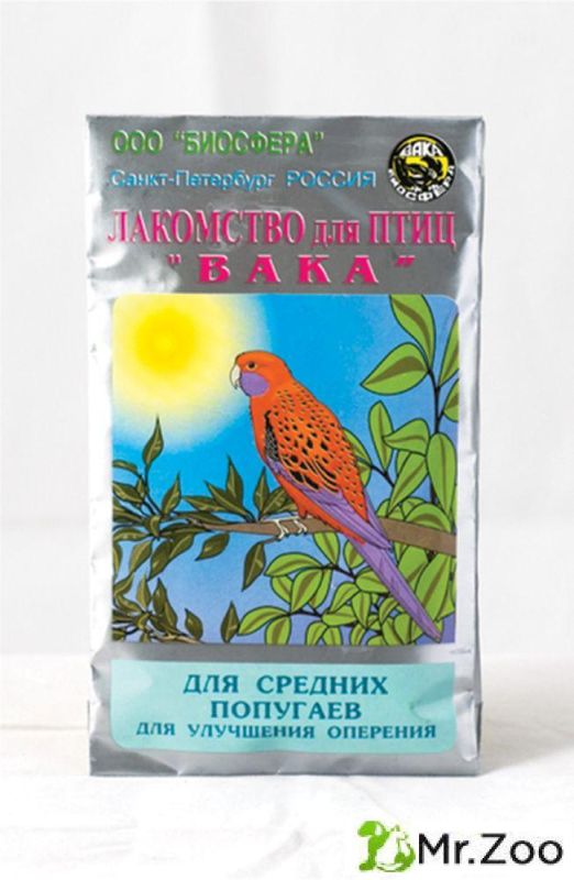 ВАКА витаминное лакомство для средних попугаев для улучшения оперения