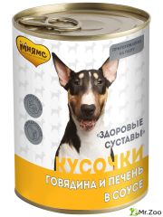 Мнямс консервы Здоровые суставы кусочки в соусе с говядиной и печенью для собак всех пород