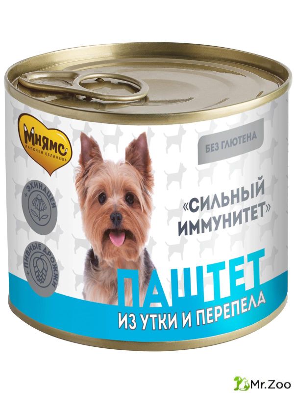 Мнямс паштет Сильный иммунитет из утки и перепела для собак всех пород