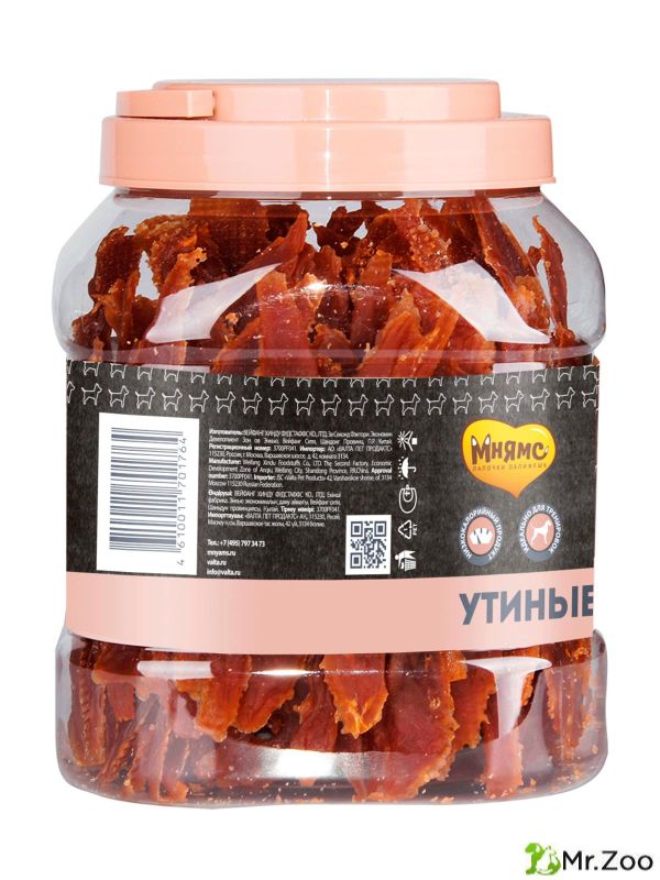 Лакомство Мнямс для собак утиные грудки в банке