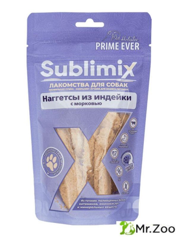 Лакомство Prime Ever Sublimix наггетсы для собак из индейки с морковью