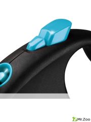 Поводок-рулетка Flexi Black Design L. Лента 5 м. для собак до 50 кг. Синий