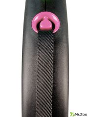 Поводок-рулетка Flexi Black Design S. Трос 5 м. для собак до 12 кг. Розовый