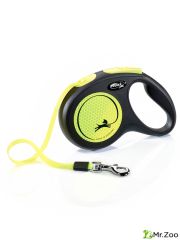 Поводок-рулетка Flexi New Neon M. Лента 5 м. для собак до 25 кг. Желтый