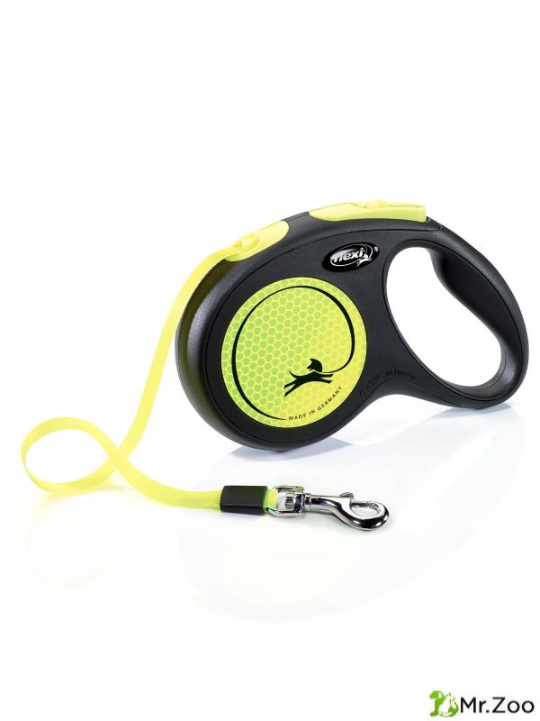 Поводок-рулетка Flexi New Neon M. Лента 5 м. для собак до 25 кг. Желтый