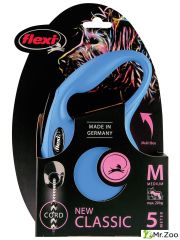 Поводок-рулетка Flexi New Classic S. Трос 5 м. для собак до 20 кг. Синий