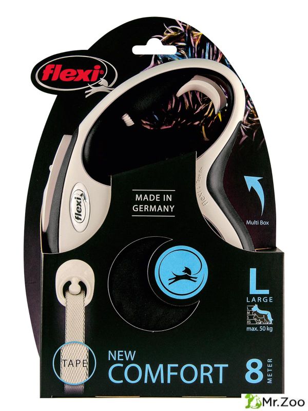 Поводок-рулетка Flexi New Comfort L. Лента 8 м. для собак до 50 кг. Черный