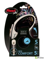 Поводок-рулетка Flexi New Comfort S. Трос 5 м. для собак до 12 кг. Черный