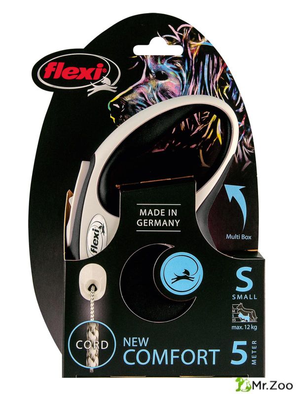 Поводок-рулетка Flexi New Comfort S. Трос 5 м. для собак до 12 кг. Черный