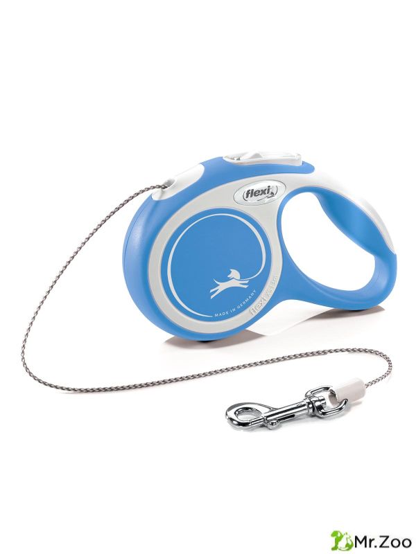 Поводок-рулетка Flexi New Comfort XS. Трос 3 м. для собак до 8 кг. Синий