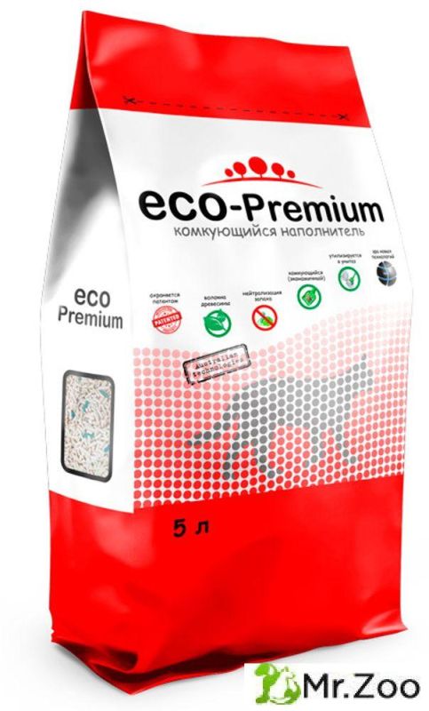 ECO Premium GREEN наполнитель древесный без запаха 1,9 кг