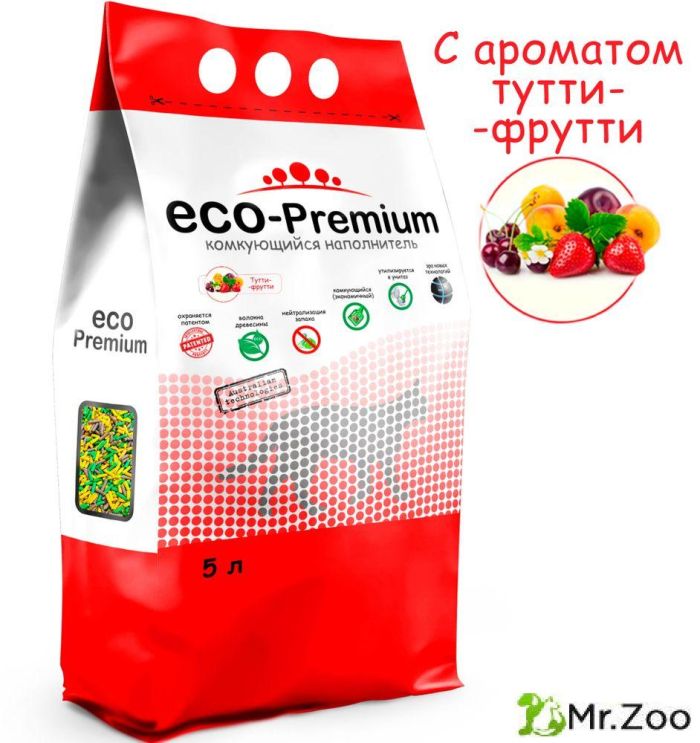 ECO Premium Тутти-фрутти наполнитель древесный ягоды 1,9 кг