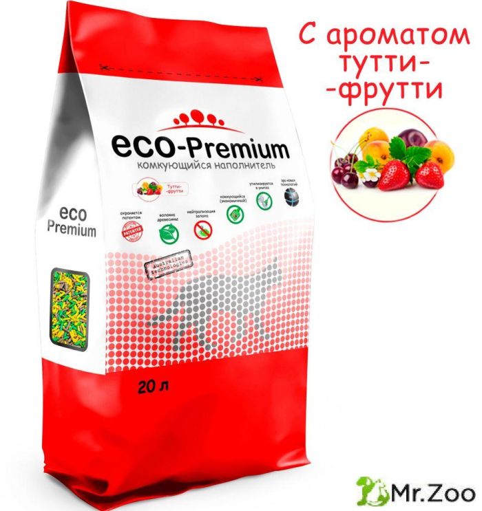 ECO Premium Тутти-фрутти наполнитель древесный ягоды 7,6 кг