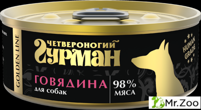 Корм консервированный для собак Четвероногий гурман "Golden line Говядина",