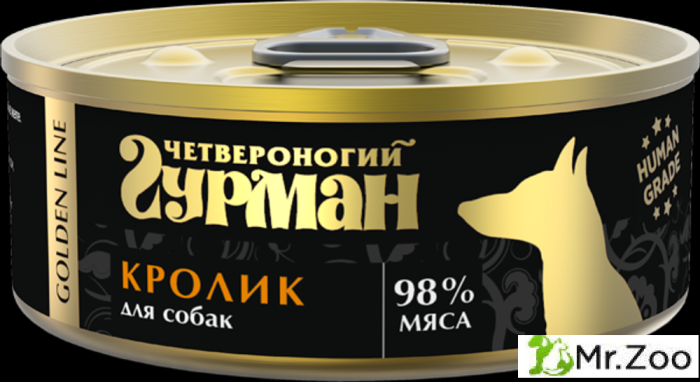 Корм консервированный для собак Четвероногий гурман "Golden line Кролик",