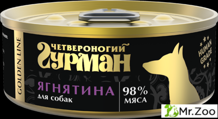Корм консервированный для собак Четвероногий гурман "Golden line Ягнятина",