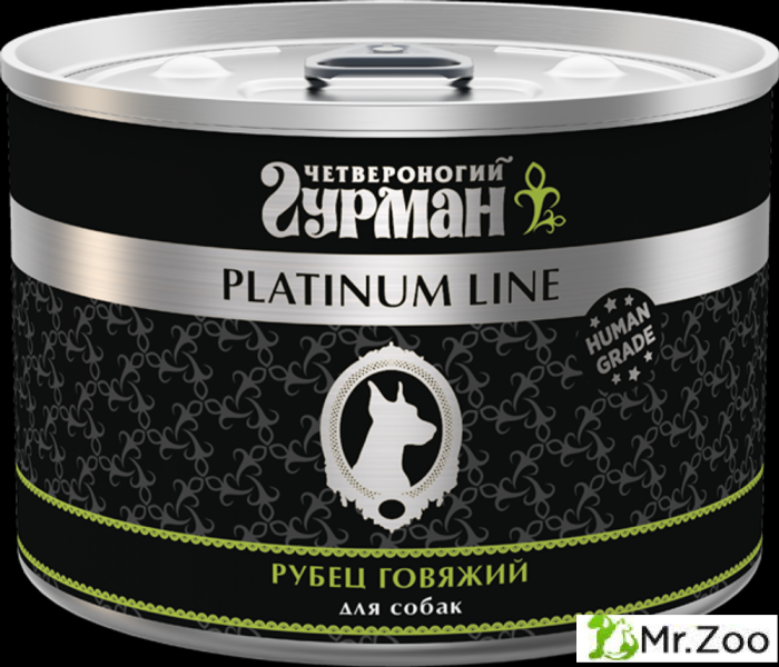 Корм консервированный для собак Четвероногий гурман "Platinum line Рубец говяжий",