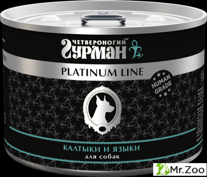 Корм консервированный для собак Четвероногий гурман "Platinum line Калтыки и языки",