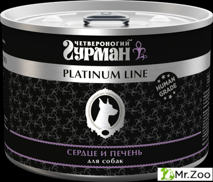 Корм консервированный для собак Четвероногий гурман "Platinum line Сердце и печень",