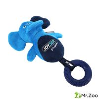 Игрушка для собак JOYSER Puppy Слоник с резиновым кольцом и пищалкой S/M голубой, 21 см