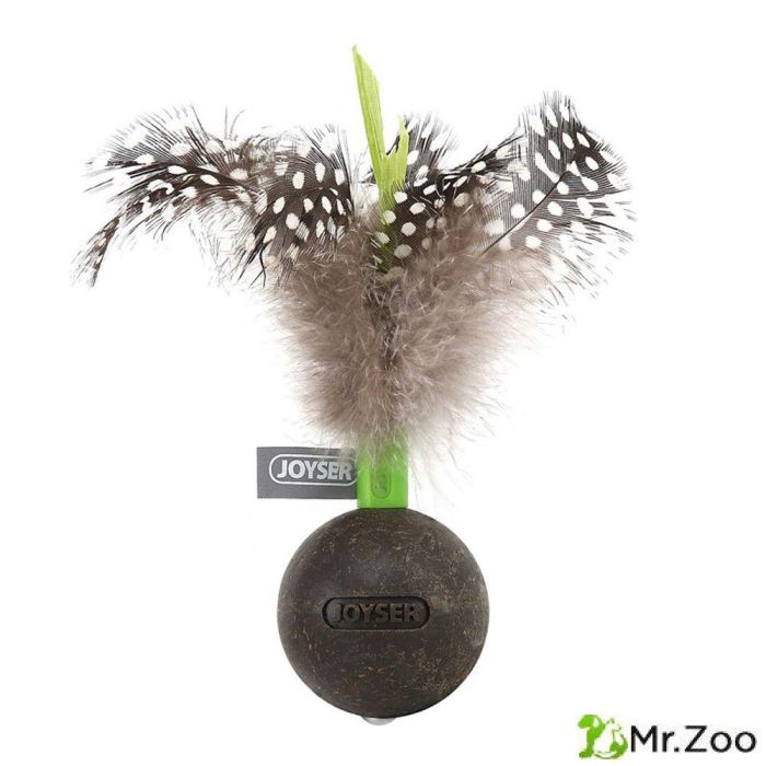 Игрушка для кошек JOYSER Catnip Ball Мячик из спрессованной кошачьей мяты с перьями зеленый, 13 см