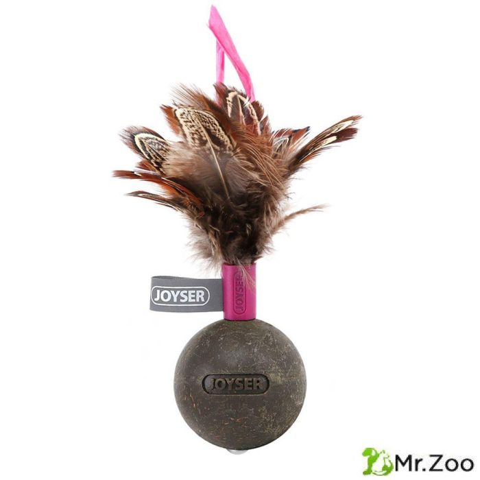 Игрушка для кошек JOYSER Catnip Ball Мячик из спрессованной кошачьей мяты с перьями розовый, 13 см