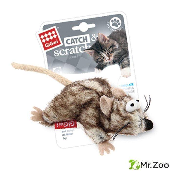 Gigwi CATCH & SCRATCH Игрушка для кошек Мышка с кошачьей мятой 8см