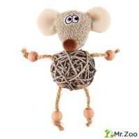 Gigwi CATCH & SCRATCH ECO  Игрушка для кошек Мышка с плетеным мячиком и колокольчиком 8см