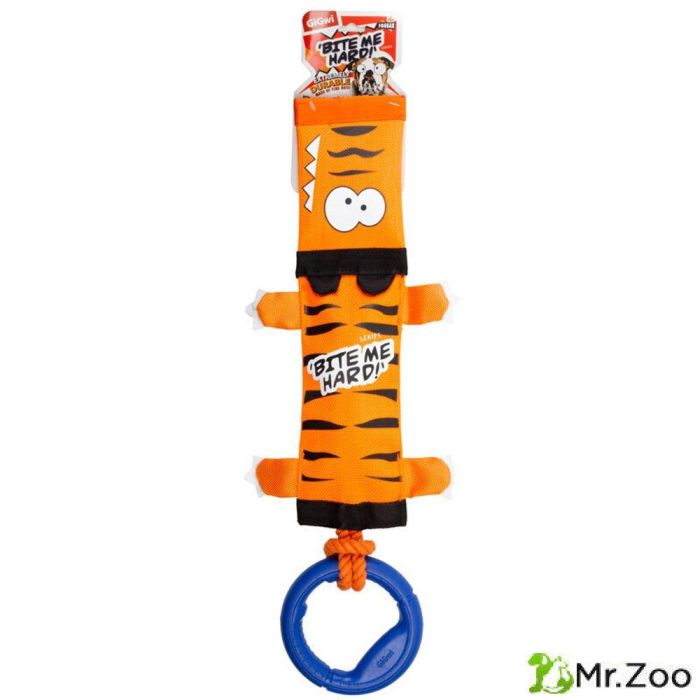 Gigwi BITE ME HARD игрушка для собак тигр на веревке с ручкой с пищалкой 51 см