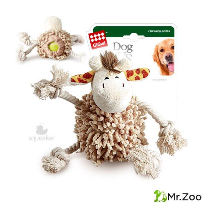 Gigwi CATCH & FETCH игрушка для собак жираф с теннисным мячом 20 см