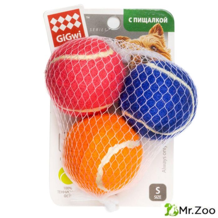 Gigwi CATCH & FETCH Игрушка для собак три мяча с пищалкой маленькие 4,8 см