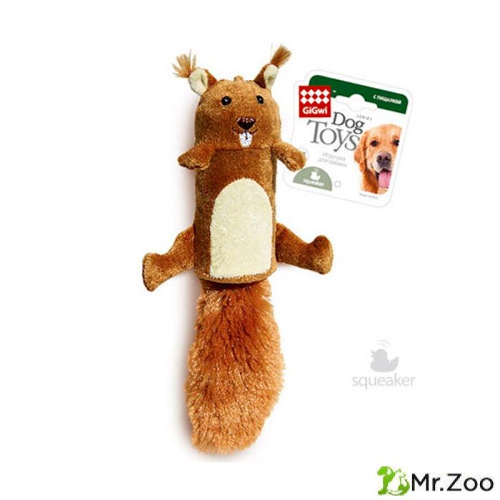 Gigwi CATCH & FETCH игрушка для собак белка с большой пищалкой 32 см