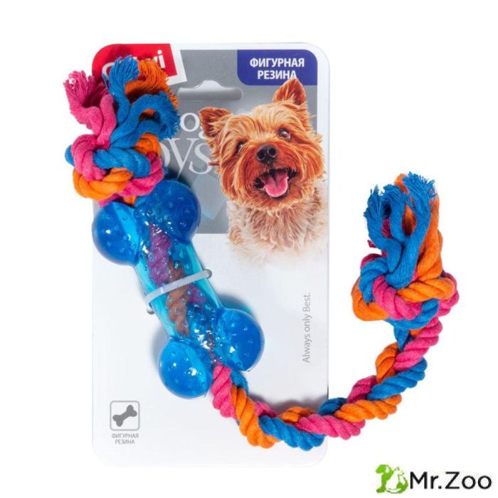Gigwi CATCH & FETCH игрушка для собак косточка на веревке резиновая малая 26 см