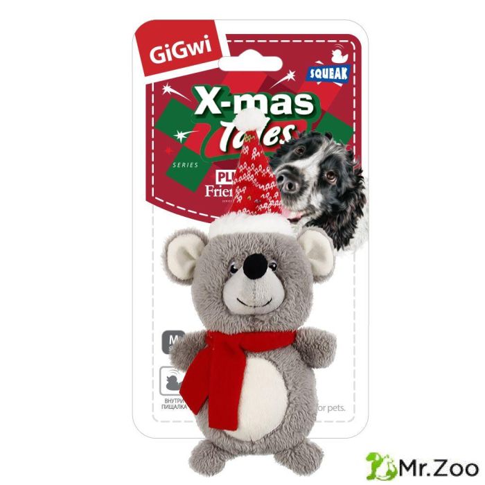 Gigwi X-mas TALES игрушка для собак мышка с пищалкой 18 см