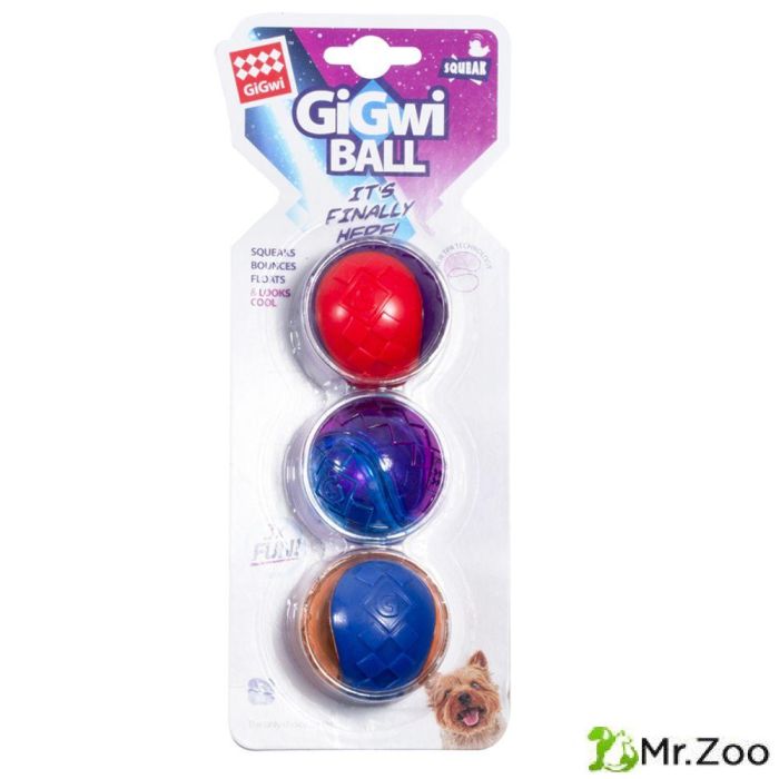 Gigwi BALL игрушка для собак три мяча с пищалкой 5 см