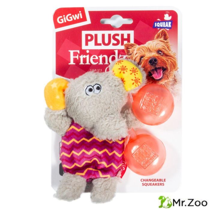 Gigwi PLUSH FRIENDZ игрушка для собак слон со сменными пищалками 13 см