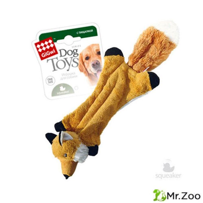 Gigwi PLUSH FRIENDZ игрушка для собак шкурка лисы с пищалками 41 см