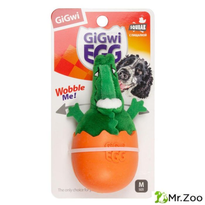Gigwi GIGwi EGG игрушка для собак крокодил-неваляшка с пищалкой 14 см