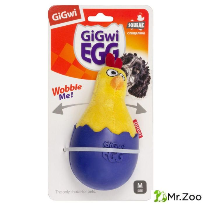 Gigwi GIGwi EGG игрушка для собак цыпленок-неваляшка с пищалкой 14 см