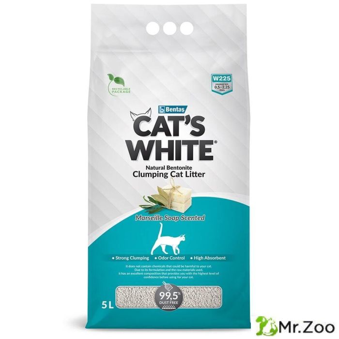 Cat's White Marseille soap комкующийся наполнитель с ароматом марсельского мыла для кошачьего туалета