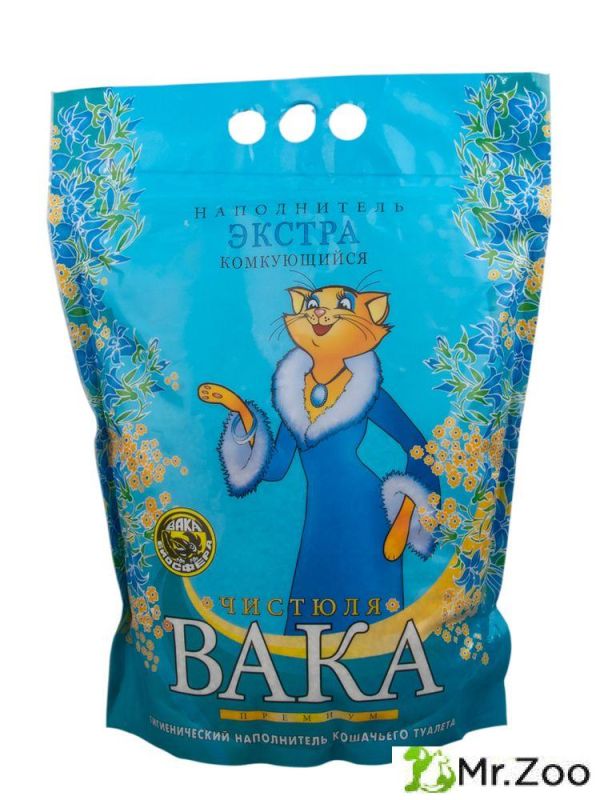 Наполнитель "Чистюля ВАКА" ПРЕМИУМ Экстра комкующийся 4л