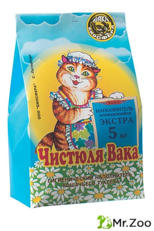 Наполнитель "Чистюля ВАКА" Экстра комкующийся 5л.