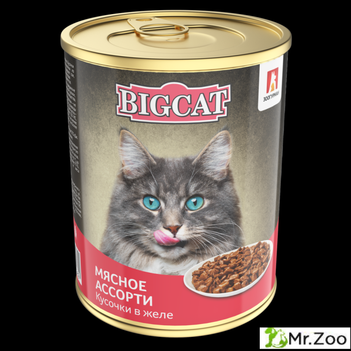 Зоогурман BIG CAT влажный корм для кошек мясное ассорти кусочки в желе