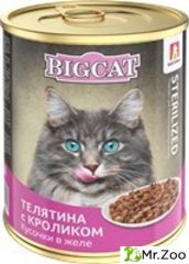 Зоогурман BIG CAT Sterilized влажный корм для стерилизованных кошек консервированный, телятина с кроликом